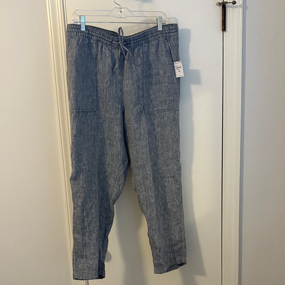 Lands’ end linen crop pants NWT